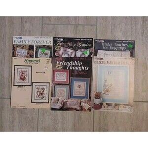 Vintage Leisure Arts Cross Stitch Books (6) Hummel - Towels - Family - Friends